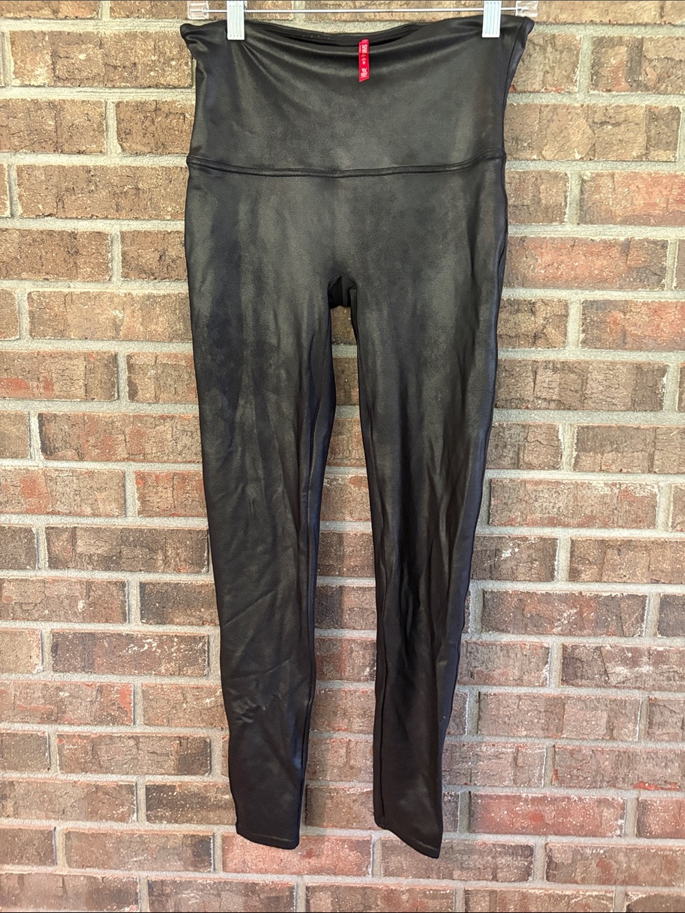 SPANX Black Faux Leather Leggings XL